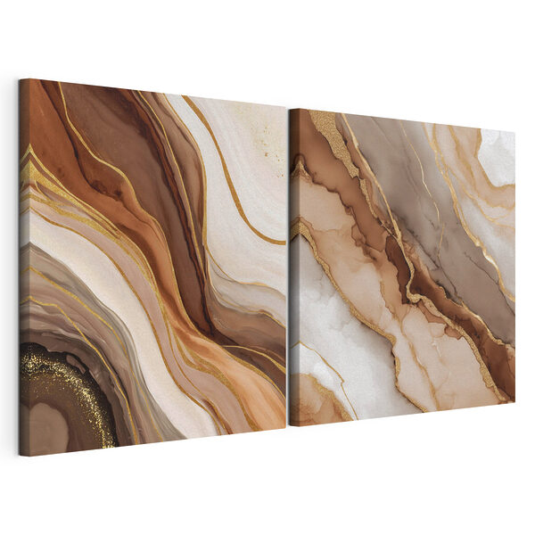 Vloeiende lagen in aardetinten Modulaire canvasprint Vloeiende lagen in aardetinten