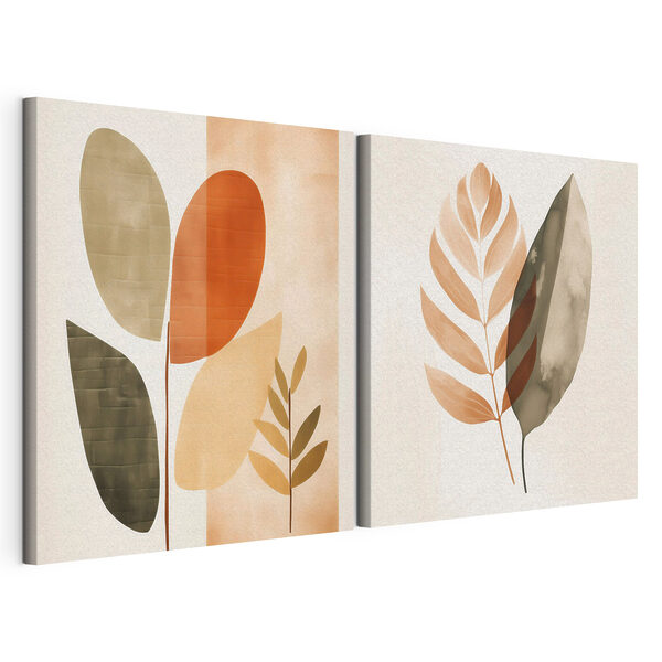 Twee afbeeldingen van bladeren Modulaire canvasprint Twee afbeeldingen van bladeren