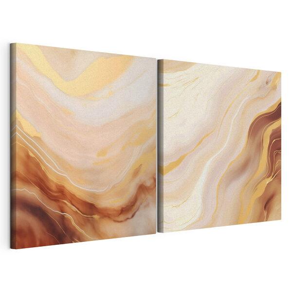 Vloeiende patronen in warme kleuren Modulaire canvasprint Vloeiende patronen in warme kleuren
