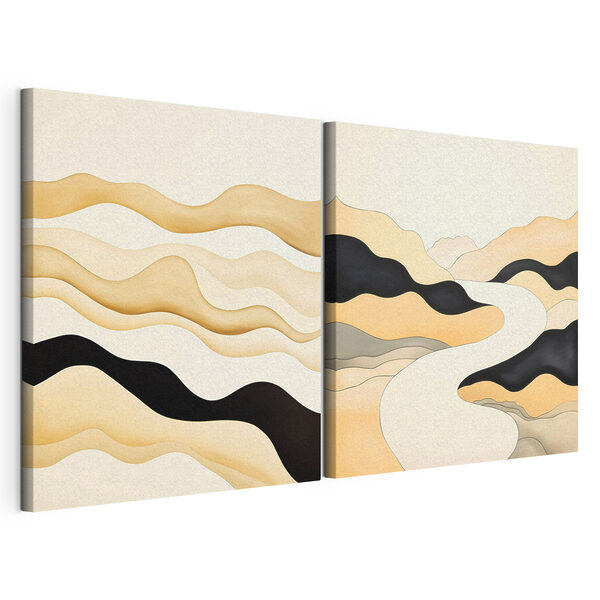 Schilderij van een man in de woestijn Modulaire canvasprint Schilderij van een man in de woestijn