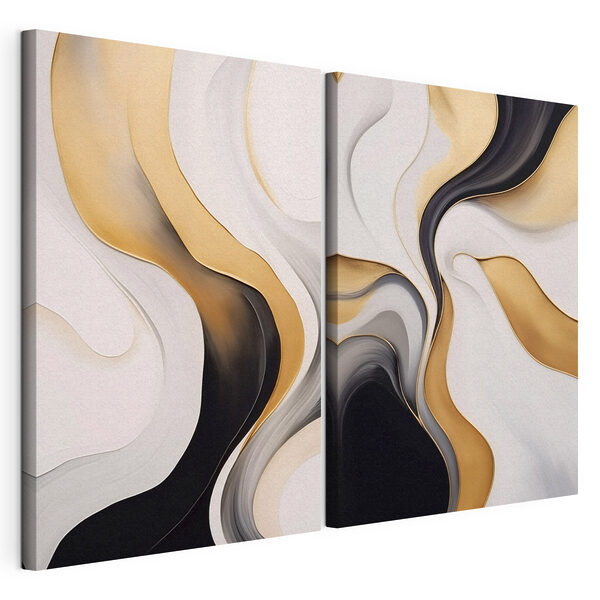 Vloeiende lijnen in zachte kleurtinten Modulaire canvasprint Vloeiende lijnen in zachte kleurtinten