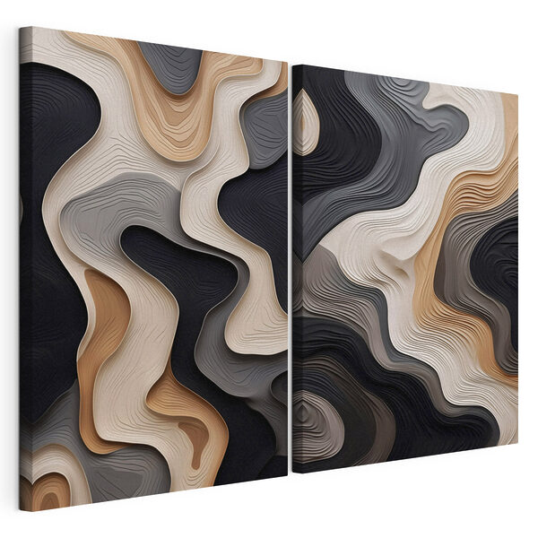 Vloeiende patronen in neutrale tinten Modulaire canvasprint Vloeiende patronen in neutrale tinten