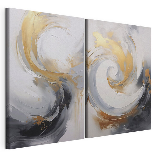 Twee afbeeldingen van een schilderij Modulaire canvasprint Twee afbeeldingen van een schilderij