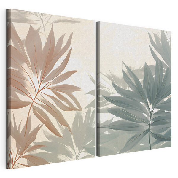 Modulaire canvasprint Zachte tinten van delicaat gebladerte