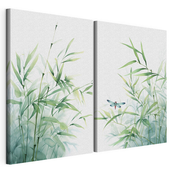 Modulaire canvasprint Libelle op een plant