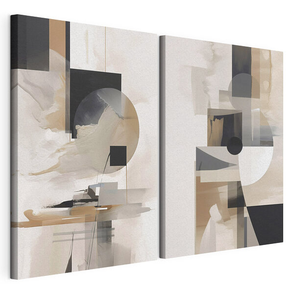 Schilderij met een paar vierkanten en cirkels Modulaire canvasprint Schilderij met een paar vierkanten en cirkels