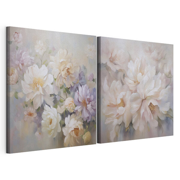 Schilderij van bloemen op doek Modulaire canvasprint Schilderij van bloemen op doek