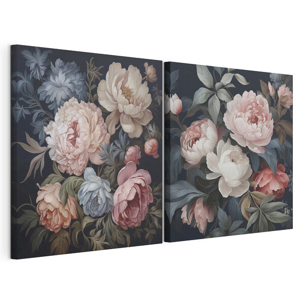 Bloemrijke elegantie in zachte tinten Modulaire canvasprint Bloemrijke elegantie in zachte tinten