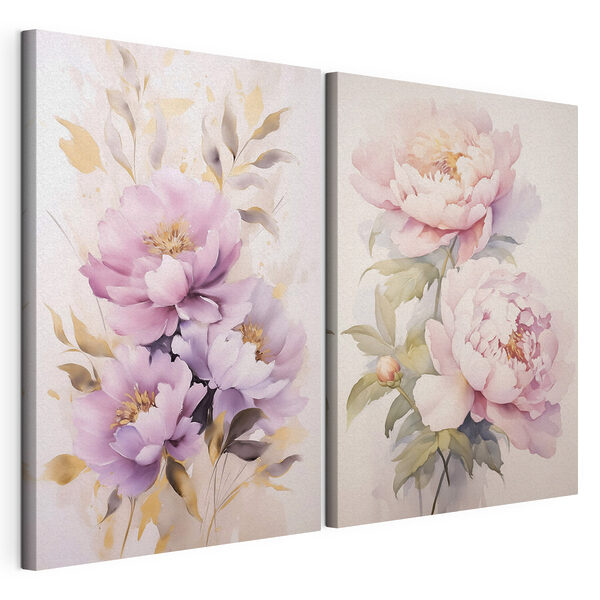 Verfijnde bloesems in zachte tinten Modulaire canvasprint Verfijnde bloesems in zachte tinten