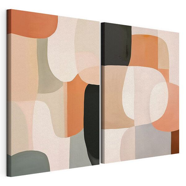 Abstracte vormen in rustgevende kleuren Modulaire canvasprint Abstracte vormen in rustgevende kleuren