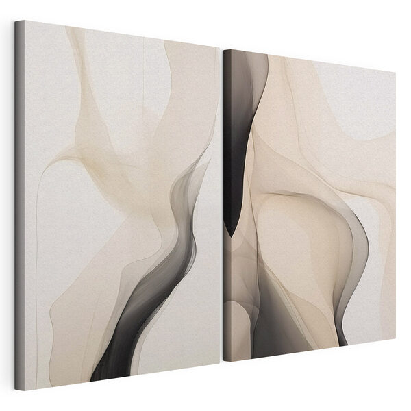 Vloeiende vormen verstrengelen zich op gracieuze wijze en versmelten met elkaar Modulaire canvasprint Vloeiende vormen verstrengelen zich op gracieuze wijze en versmelten met elkaar