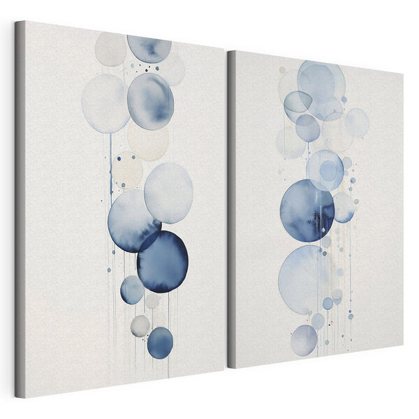 Schilderij met cirkels en druppels Modulaire canvasprint Schilderij met cirkels en druppels