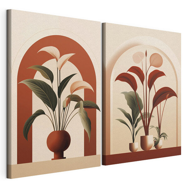 Modulaire canvasprint Twee foto’s van planten in potten