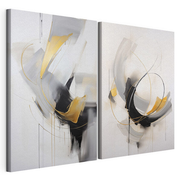 Modulaire canvasprint Dynamische wervelingen in monochrome tinten