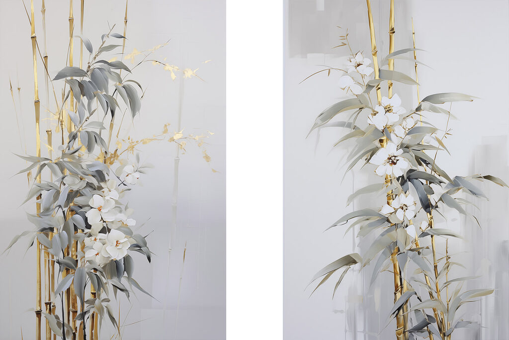 Painting of flowers and leaves