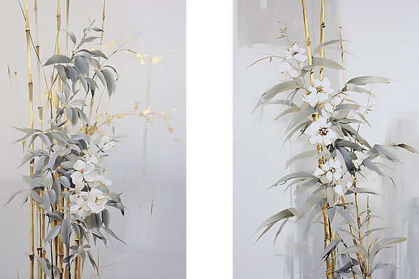 Painting of flowers and leaves