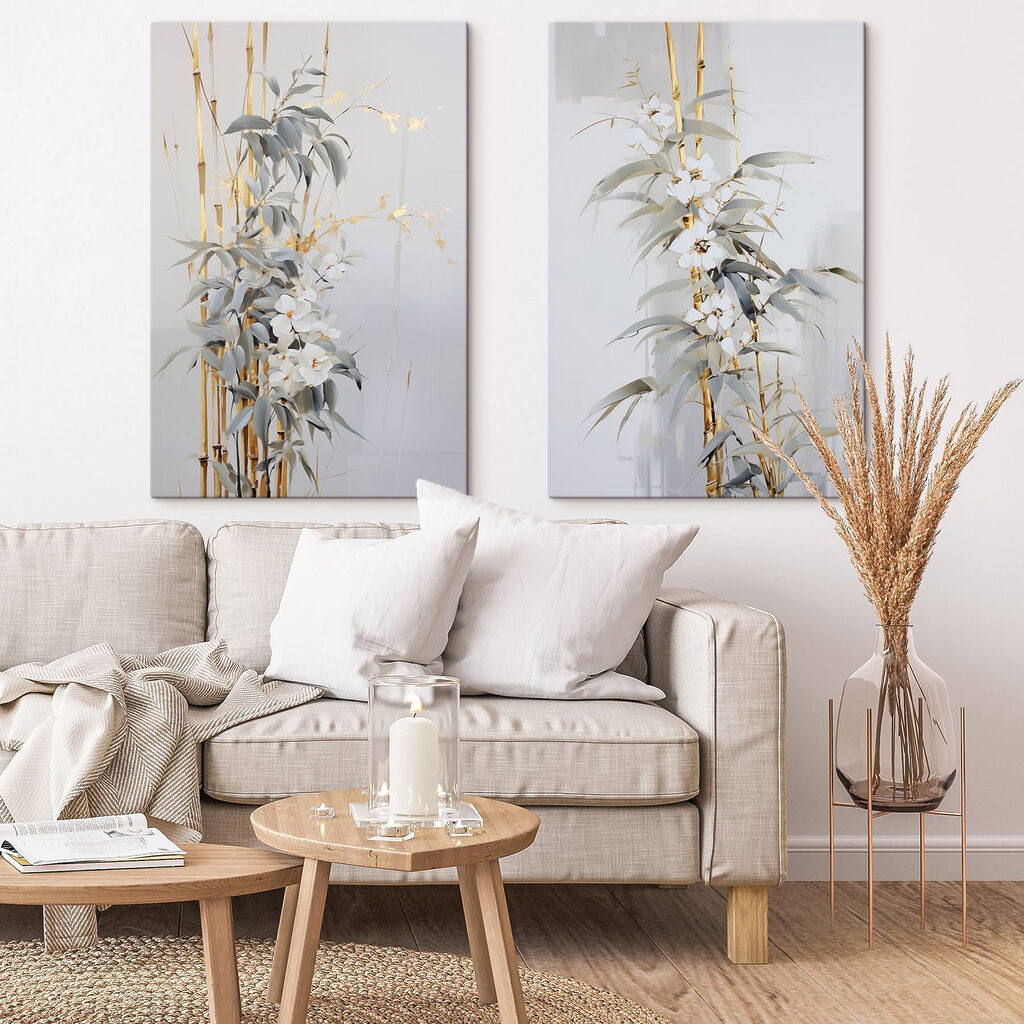 Painting of flowers and leaves