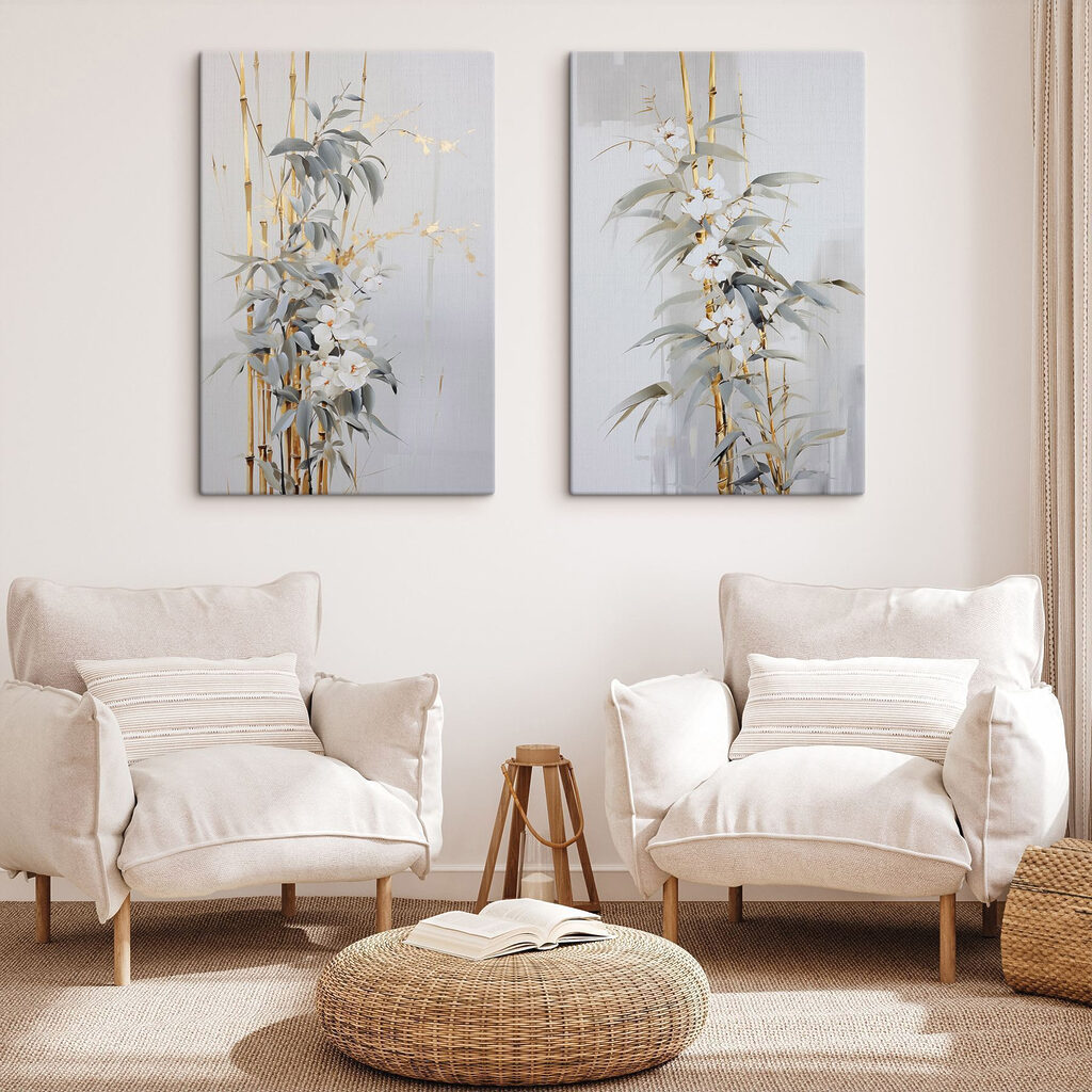 Painting of flowers and leaves
