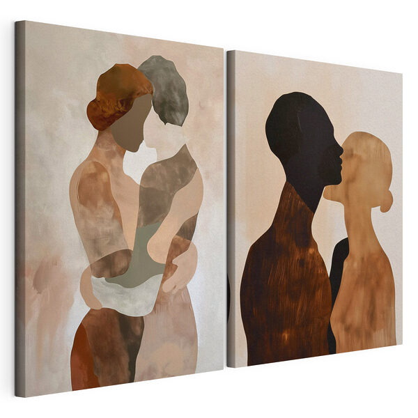 Twee foto's van een paar mensen Modulaire canvasprint Twee foto's van een paar mensen