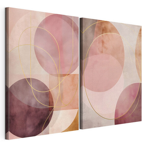 Modulaire canvasprint Geometrische vormen in warme tinten