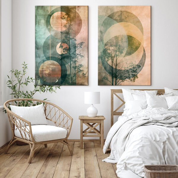Couple of images of trees and circles Couple of images of trees and circles