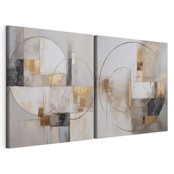 Modulaire canvasprint Abstracte vormen in een zacht kleurenpalet
