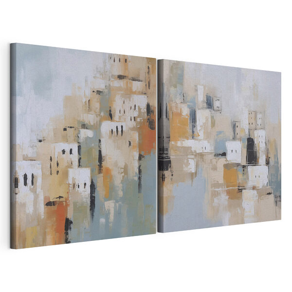 Schilderij van een stad Modulaire canvasprint Schilderij van een stad