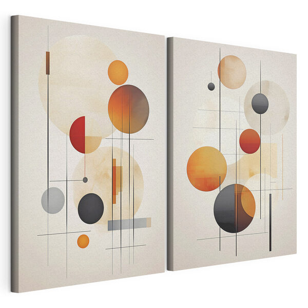 Een paar afbeeldingen van cirkels en lijnen Modulaire canvasprint Een paar afbeeldingen van cirkels en lijnen