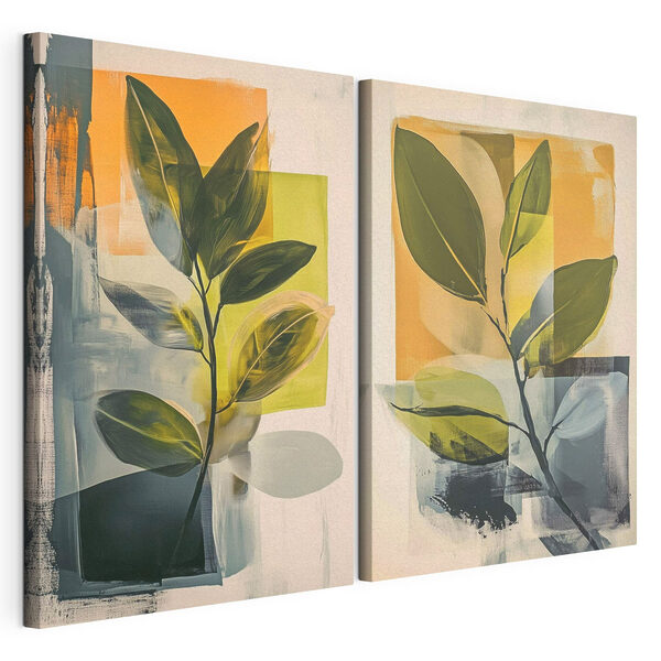 Schilderij van een plant Modulaire canvasprint Schilderij van een plant