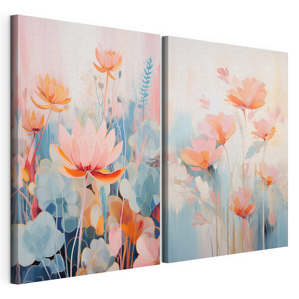 Schilderijen van bloemen en planten Modulaire canvasprint Schilderijen van bloemen en planten