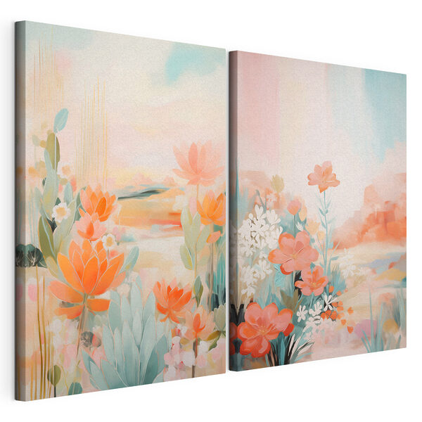 Schilderijen van bloemen en planten Modulaire canvasprint Schilderijen van bloemen en planten