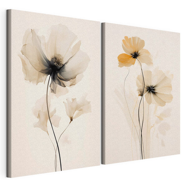 Verfijnde bloemen in zachte tinten Modulaire canvasprint Verfijnde bloemen in zachte tinten