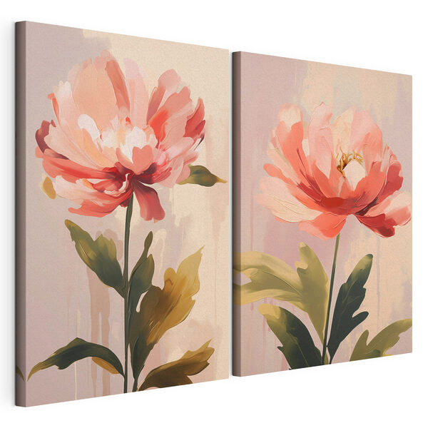Schilderij van een bloem Modulaire canvasprint Schilderij van een bloem