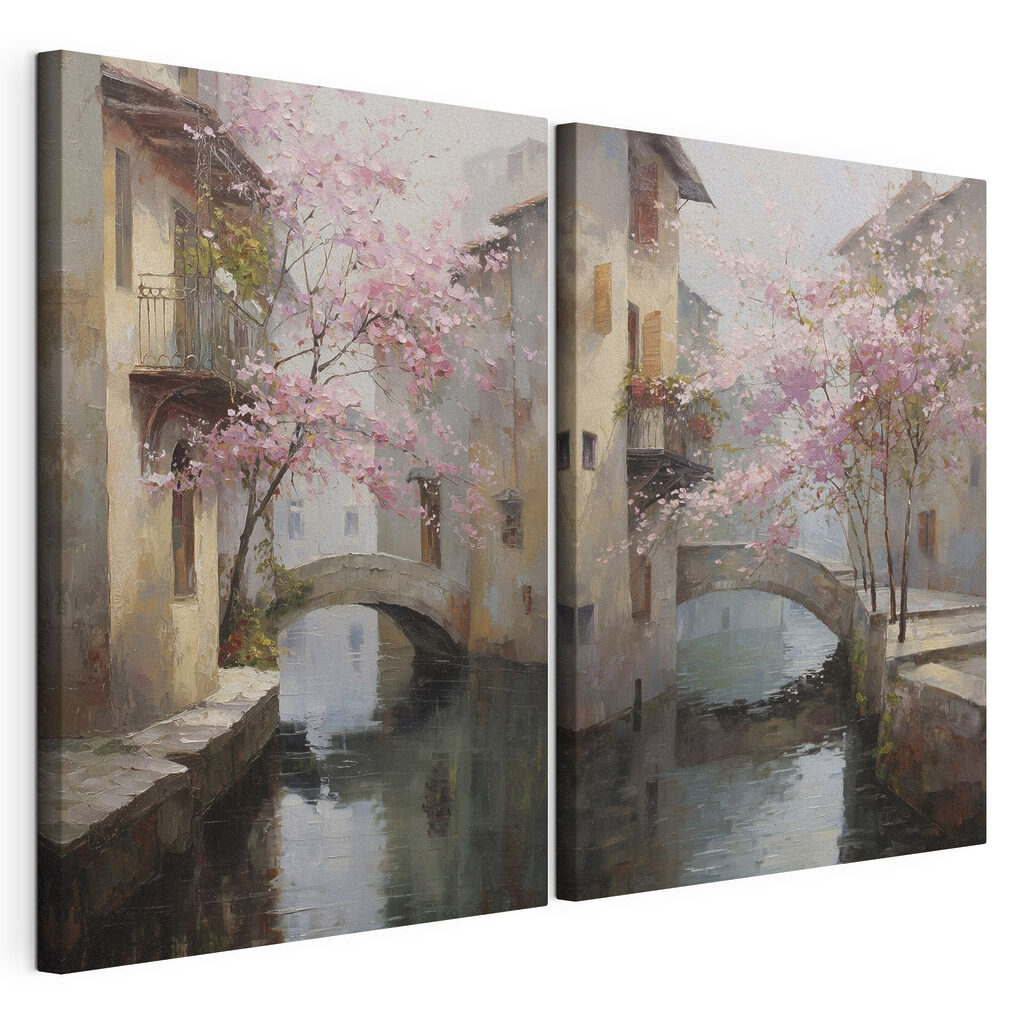 Painting of a bridge over a river Painting of a bridge over a river