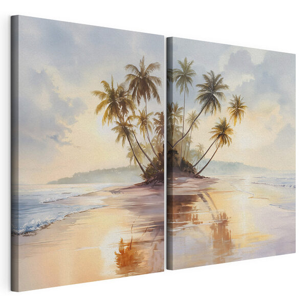 Palmbomen op een strand Modulaire canvasprint Palmbomen op een strand