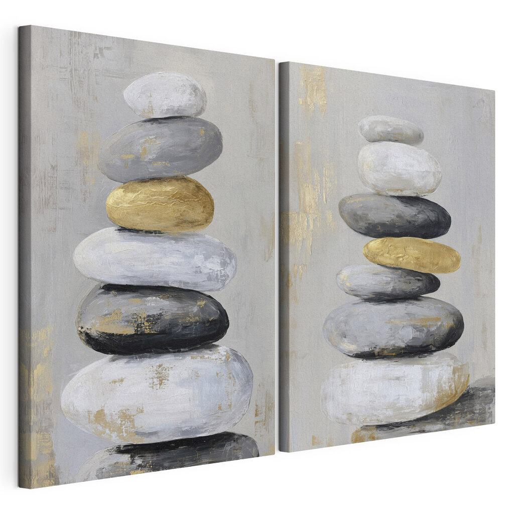 Painting of stacked rocks