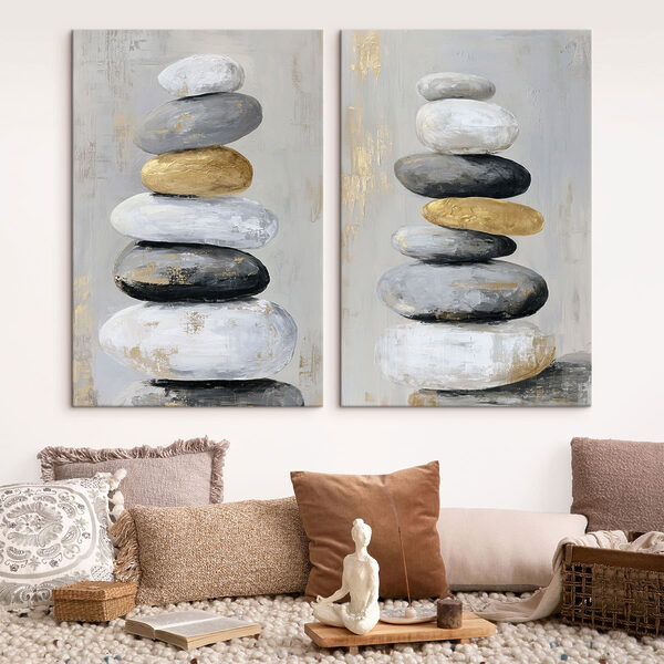 Painting of stacked rocks