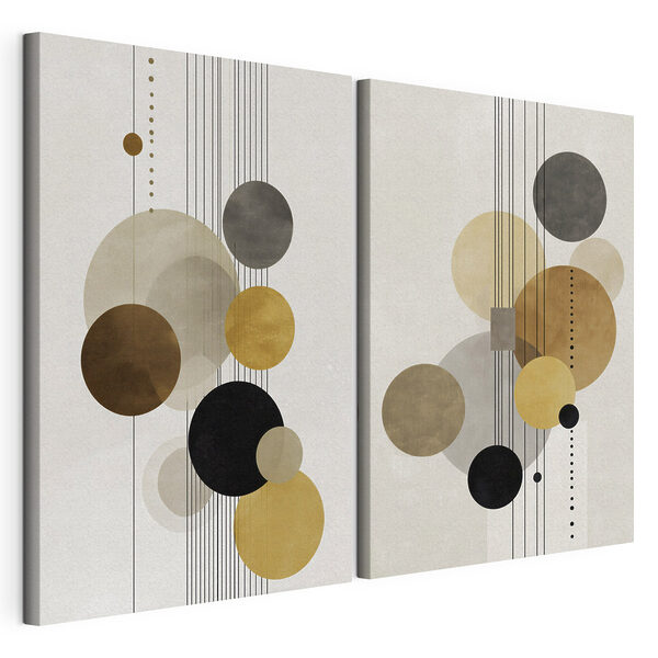 Twee kunstwerken met cirkels Modulaire canvasprint Twee kunstwerken met cirkels