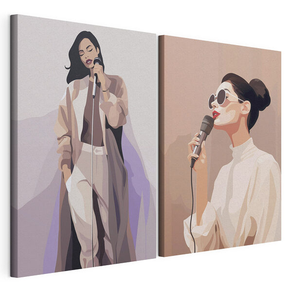 Modulaire canvasprint Vrouw die in een microfoon zingt