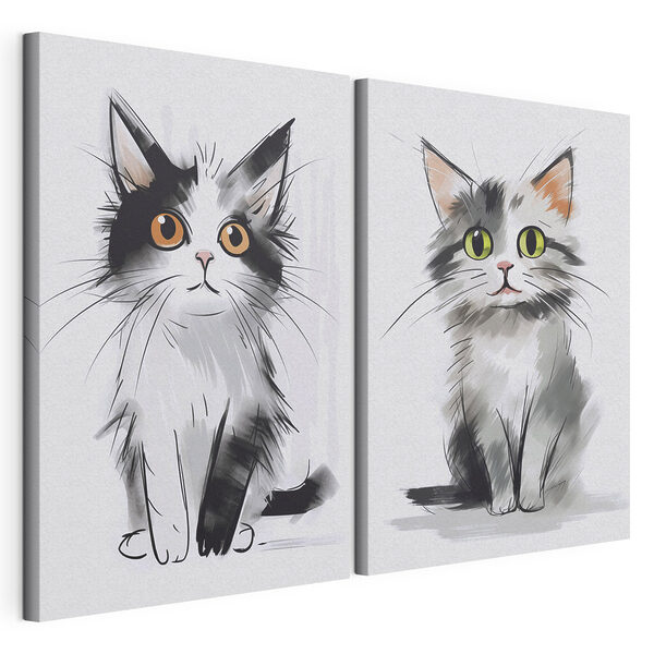Tekening van een kat Modulaire canvasprint Tekening van een kat