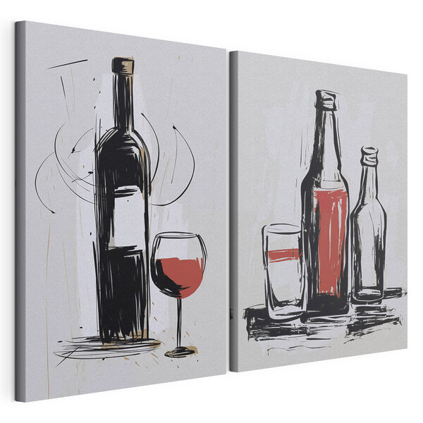 Modulaire canvasprint Kunstzinnige weerspiegelingen van drankflessen