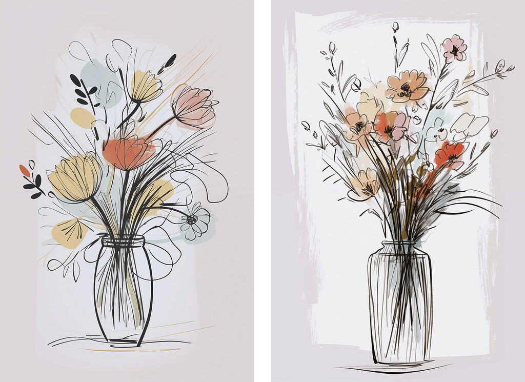 Painting of flowers in a vase