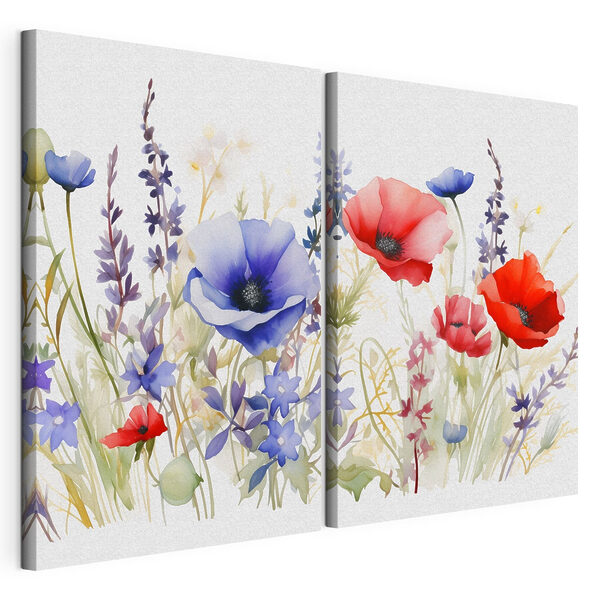 Schilderijen van bloemen en planten Modulaire canvasprint Schilderijen van bloemen en planten