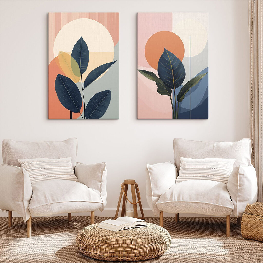 - Lush leaves against vibrant backgrounds