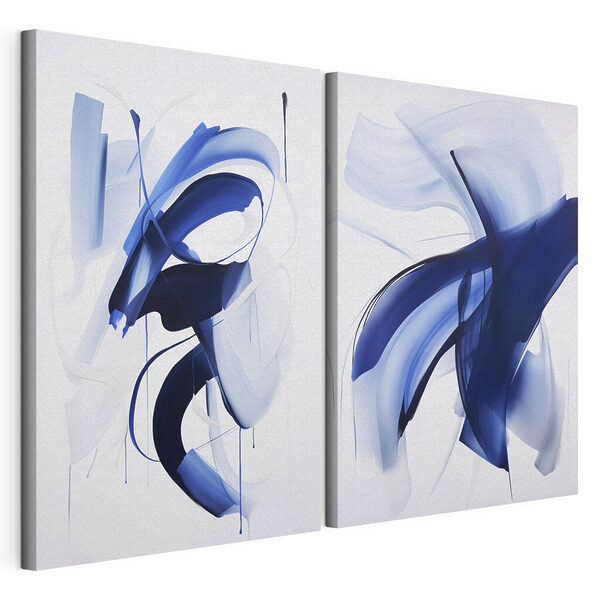 Twee afbeeldingen van blauwe verf Modulaire canvasprint Twee afbeeldingen van blauwe verf