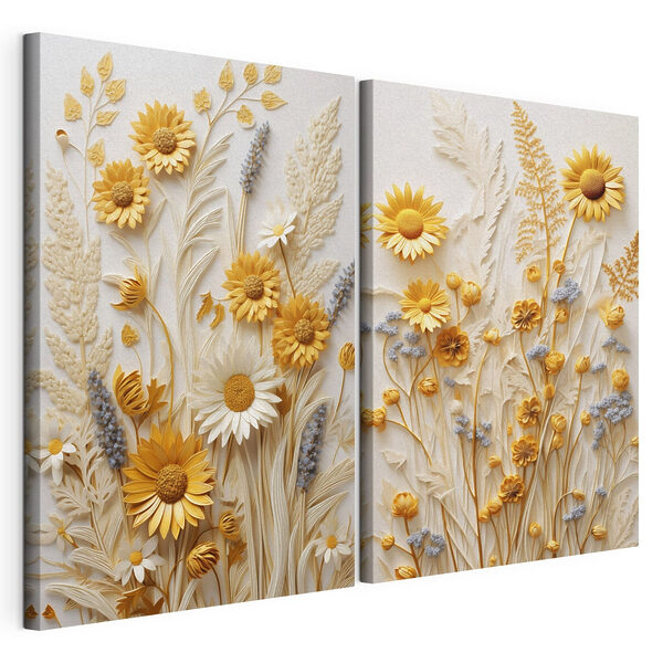Modulaire canvasprint Collage van bloemen en bladeren