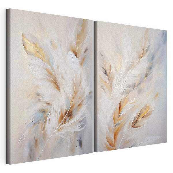 Zachte elegantie in kunst met veren Modulaire canvasprint Zachte elegantie in kunst met veren