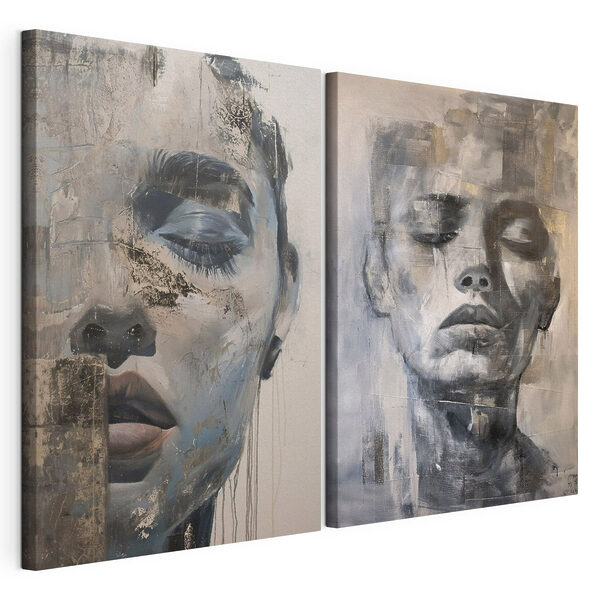 Modulaire canvasprint Schilderij van het gezicht van een vrouw