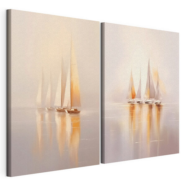 Een groep zeilboten op het water Modulaire canvasprint Een groep zeilboten op het water