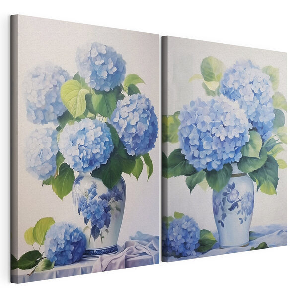 Schilderij van bloemen in een vaas Modulaire canvasprint Schilderij van bloemen in een vaas